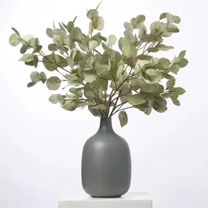Sage Green Faux Botanical Eucalyptus In Matte Grey Jug Vase