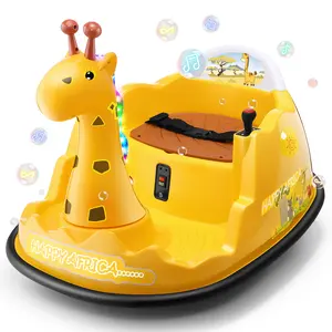 Hikole Baby Bumper Car with Remote Control - 12V Electric Ride on Bumper Cars for Toddlers, Colorful LED Lights, Music, 3 Speeds, Indoor & Outdoor Use, Giraffe Gift for Kids 2-5, Pink