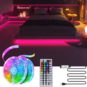 5v USB RGB LED Strip Light, 44-Key IR Remote, 20 Static Colors, DIY Dynamic Mode, Flexible Self-Adhesive LED, TV Backlight, Bedroom, Game Room Decor