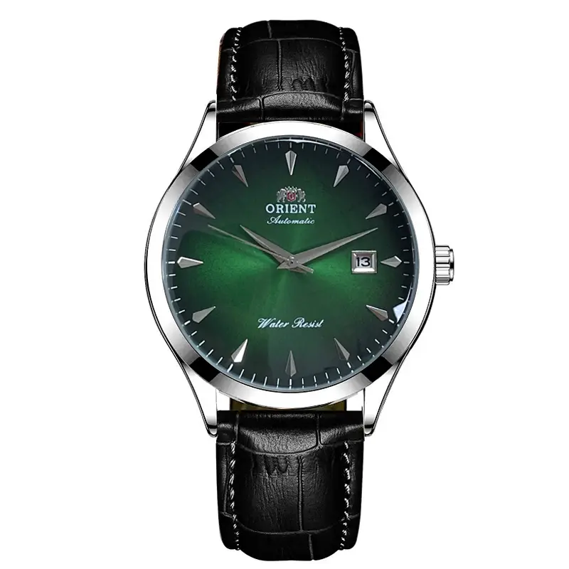 ORIENT Men's AAA Grade Fully Automatic Mechanical Watch - Automatic Watches with Date Window, Crocodile Grain Leather Strap, Sunburst Dial, Minimalist Design, Casual Business Fashionable Stylish Wristwatch (Multiple Dial Colors)
