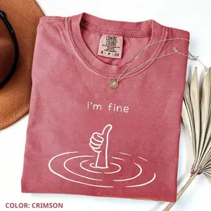 Comfort Colors Vintage I'm Fine T-Shirt, Sarcastic Humor Tee, Funny Mental Health Therapy Gift,  Sad Girl Aesthetic,  Womenswear