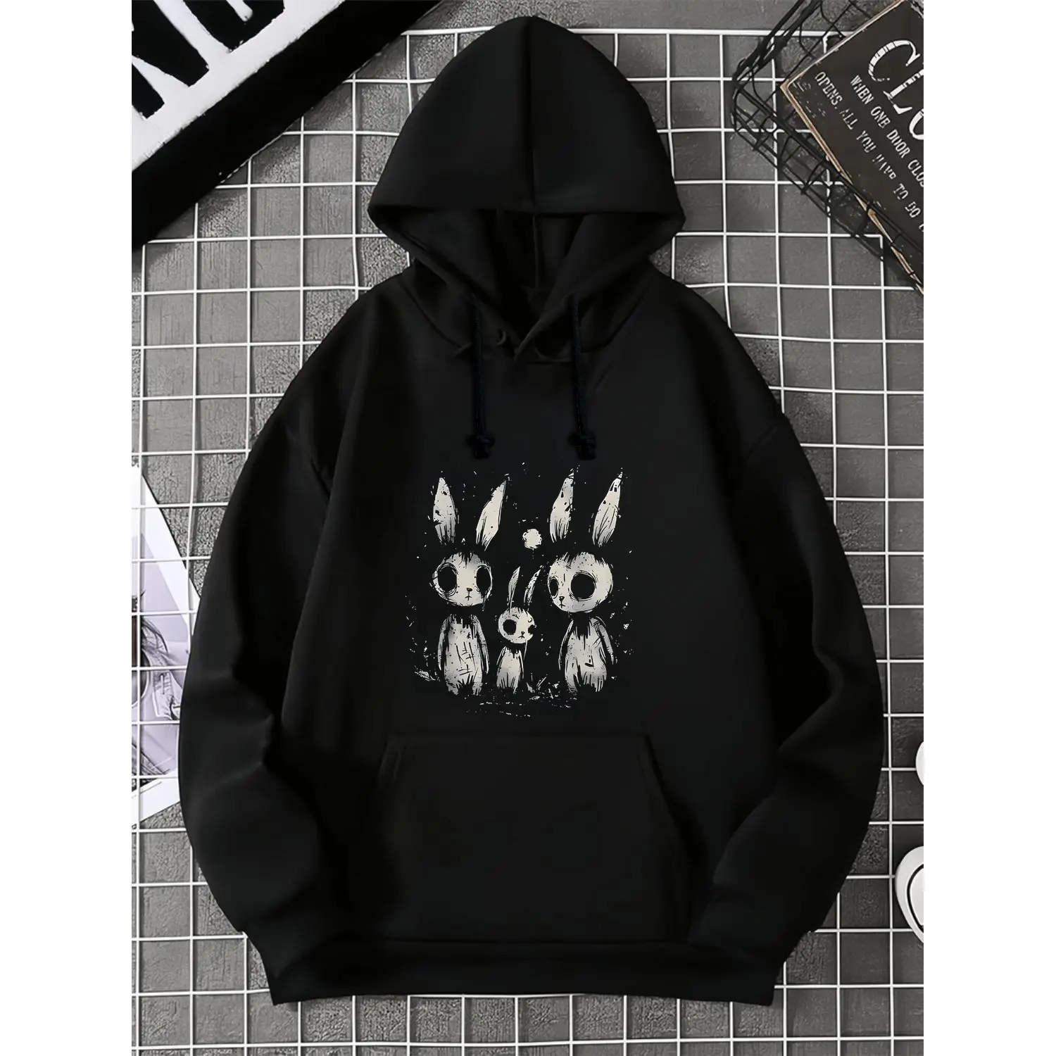 Women Rabbit Family Graphic T-Shirt Casual All-Season Top with Bunny Print Hoodie Sweatshirt