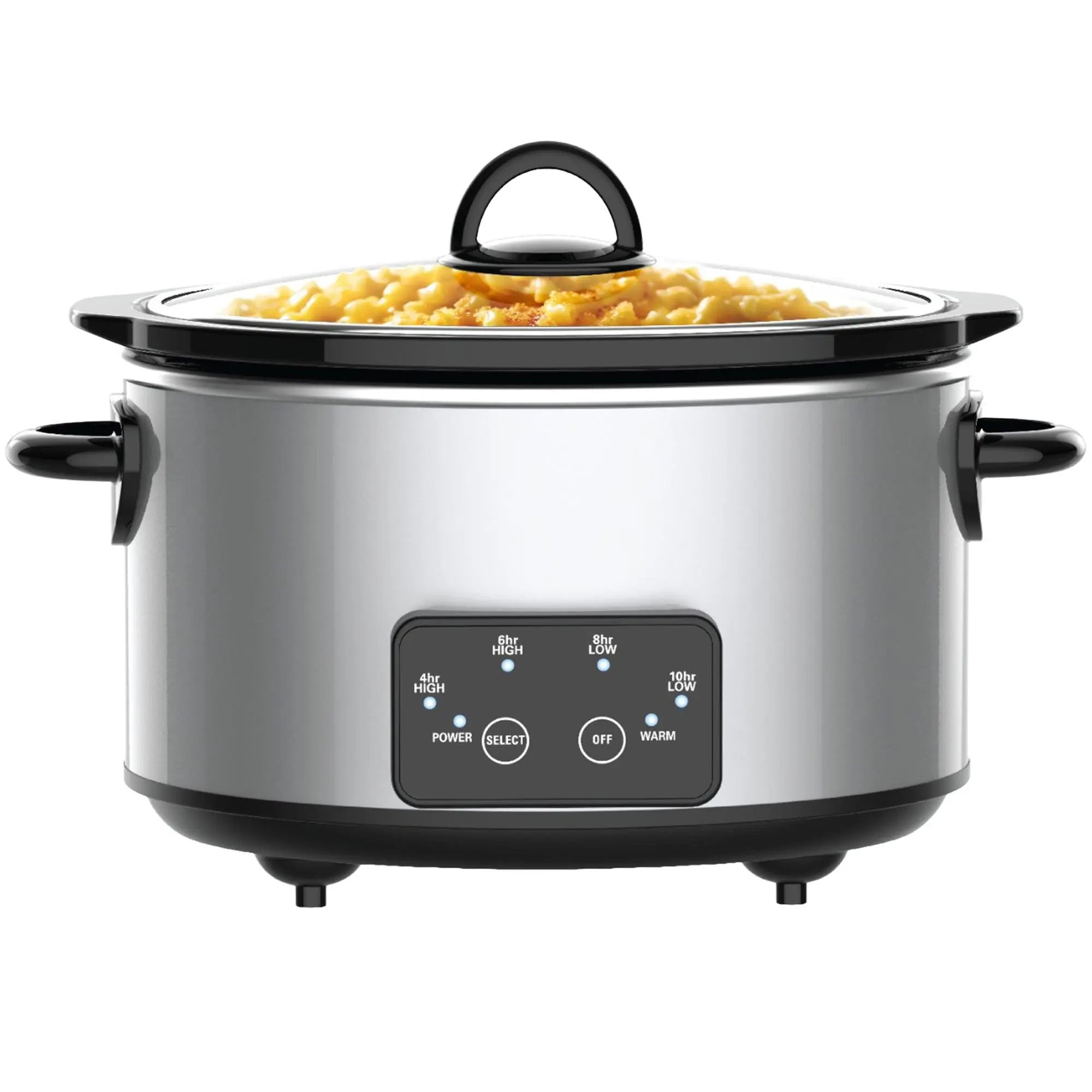 Kitchen Elite 4 Qt Oval Programmable Slow Cooker, Stainless Steel with Glass Lid