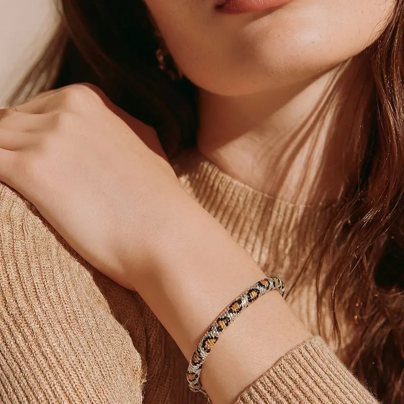Leopard Print Chain Bracelet | Silver & Gold | Extender | Layering Adjustable Bangle Jewelry Multilayered Bangles