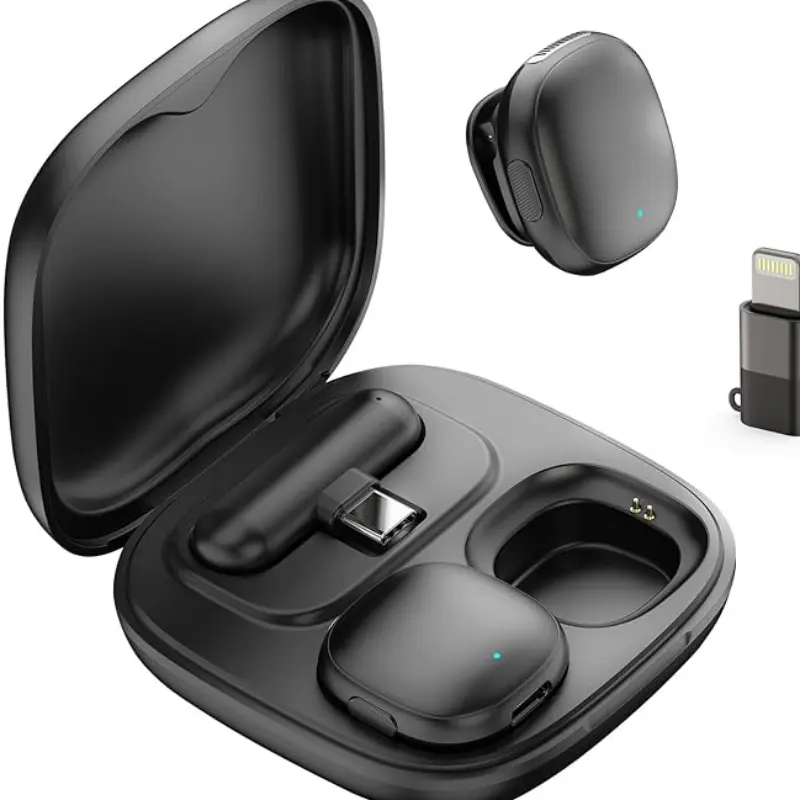 NPTCL Rechargeable Wireless Lavalier Microphone - USB Type-C Mini Mic with 24H Charge Case, Noise Cancellation, Plug-and-Play for iPhone, Android, Camera, Live Streaming Equipment, Content Creator Recording