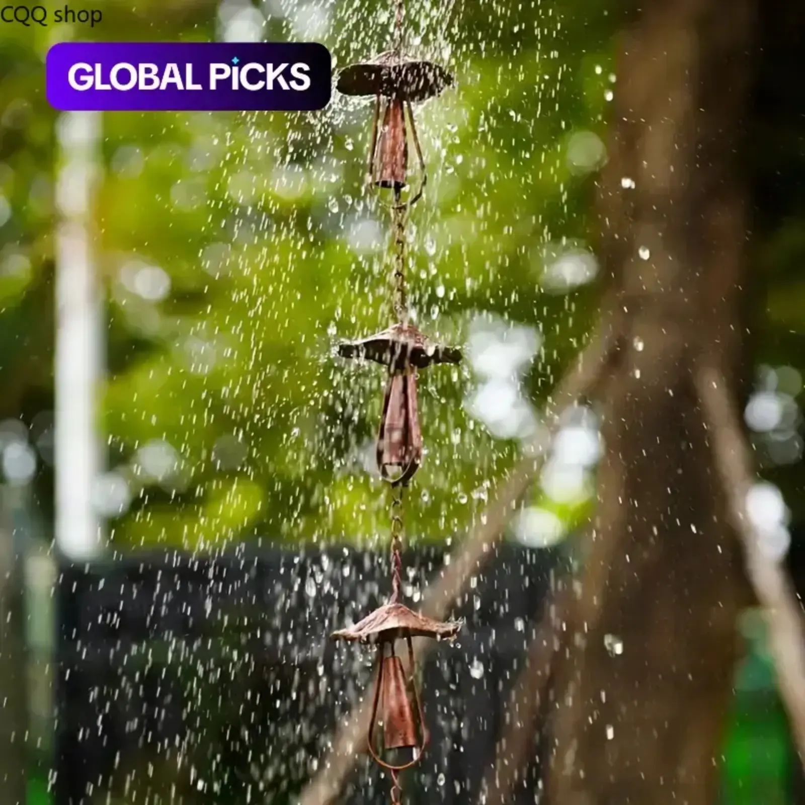 Vintage Metal Mushroom Rain Chain, Rustic Wind Chime with Hanging Loop, Durable Artistic Ornament, Natural Aesthetic Decor for Garden, Patio, Spring and Summer Outdoor Spaces