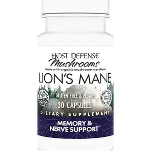 Host Defense Mushrooms Lion's Mane - Brain Health Support Supplement for Focus & Memory Function - Immune & Nervous System Support Supplement- 30 Capsules