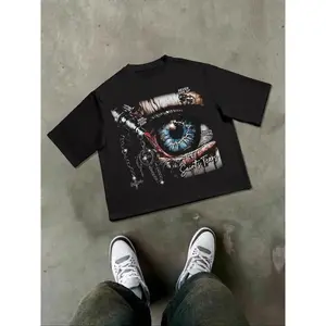 Men's Cotton Eye Print Round Neck Crop T-Shirt, Regular Fit Casual Short Sleeve Menswear Top, Summer Daily Wear Tropical3 Streetwear Unisex Graphic White Gift Shirt men fashion everyday outdoorfun