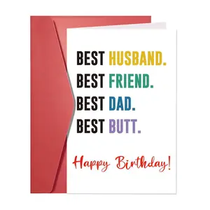 1pc Funny Birthday Card to Husband, Hilarious Love Greeting Card for Men from Wife, Best Husband Best Friend Best Dad Best Butt, Playful and Heartfelt Birthday Card for Him, Fun Party Cards