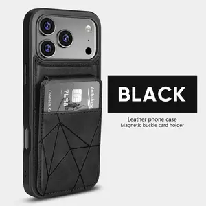 Luxury style iPhone 16 Pro Max/17 Pro/17 high-end phone case with stand and card holder, suitable for iPhone 15, trendy leather, full coverage and drop protection, premium feel, magnetic closure, creative design, new protective case, 11