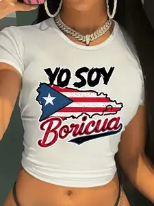 Yo Soy Boricua Crop Top - Puerto Rico Flag Map Graphic Pride T-Shirt