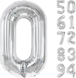 40 inch Letter Balloons Silver Alphabet Number Balloon Foil Mylar Party Wedding Bachelorette Birthday Bridal Shower Graduation Anniversary Celebration Decoration can fly with helium Photo