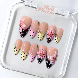 NailPhoria MANGO TANGO -SUMMER Handmade Press-On Nails | Reusable, Salon-Quality, Long-Lasting, Glossy Design