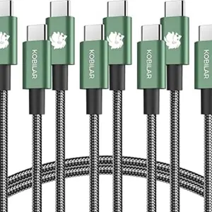 240w Type-C Fast Charging Data Cable, Compatible with iPhone 15, Macbook Pro, iPad Pro, Samsung Devices, 5-Pack 0.5m