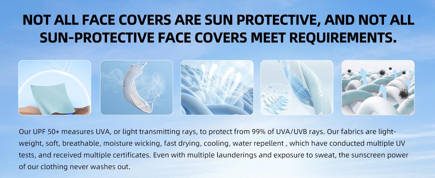 UPF50+ UV Protection Face Mask with Neck Flap,Breathable Ear Loop Windproof Dustproof Full Face SunShield, for Women Men Outdoor Cycling Driving HikingCommute Daily Wear