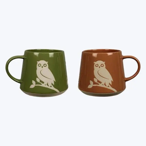 Stoneware Owl 20oz Mug Set, Microwave & Dishwasher Safe