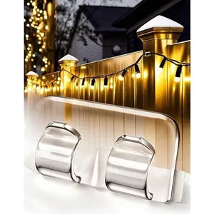26Pcs Waterproof Adhesive Hooks for Hanging Lights - Heavy Duty Clear Cord Holders - Outdoor String Light Clips - Sticky Mounting Clips for Christmas Decorations - Reusable Weatherproof Fasteners Organiser Wall Installation Smooth