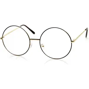 Large  Metal Frame Clear Lens Round Circle Eye Glasses