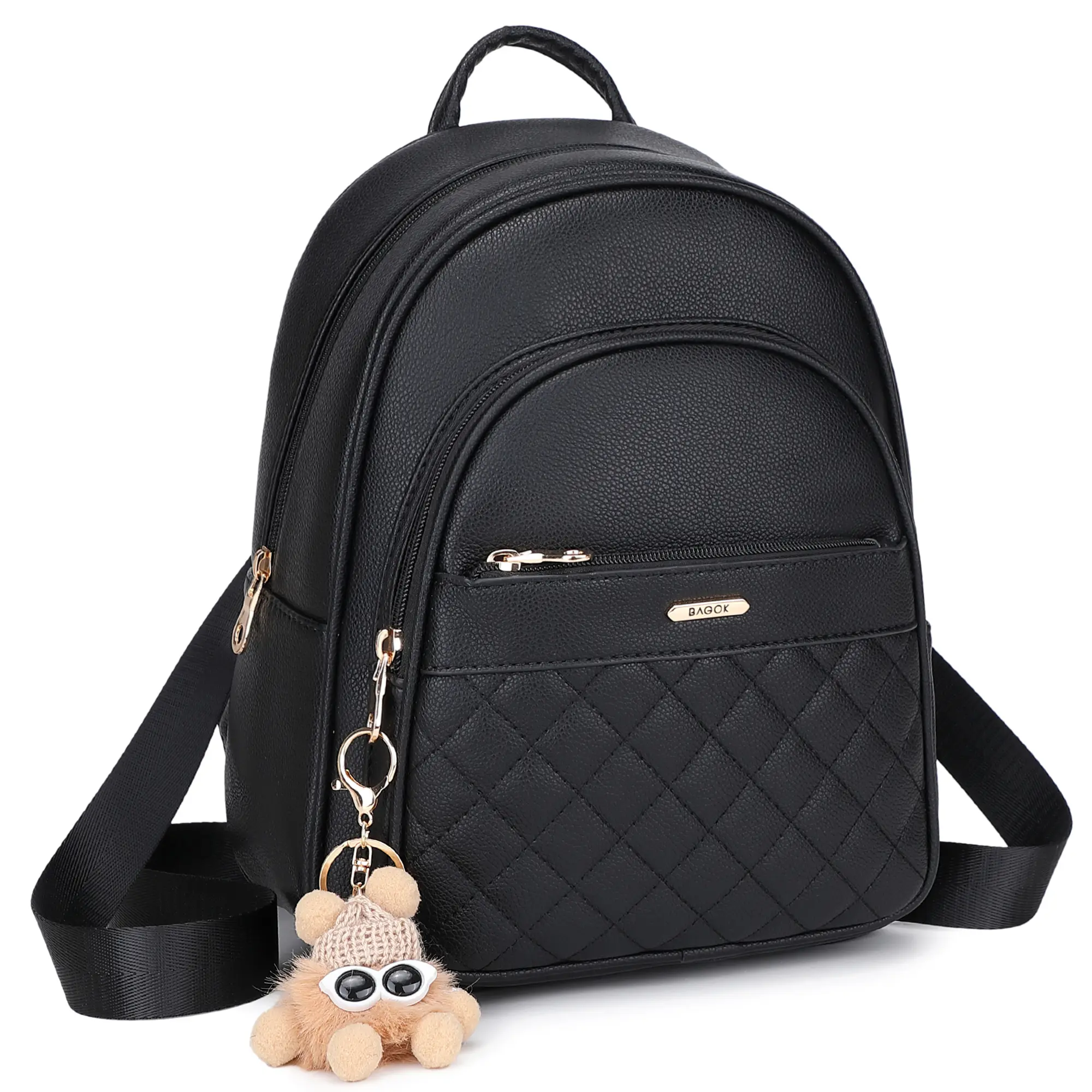 BAGOK Mini Backpack Purse for Women, PU Leather Quilted Fashion Bag with Large Capacity, Cute Small Backpack for College, Work, Travel, Everyday Use, Great Gift for Mom & Girlfriend，valentines day bag