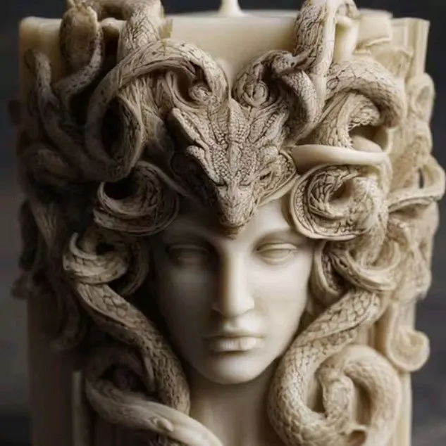 Greek Medusa Goddess Decor Candle (COLORS MAY VARY), Non-Toxic Wax Light for Home Decor Decoration Decorative Ornaments