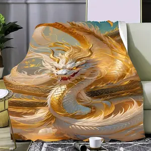 Seasonless Luxury, Ultra-Soft Flannel Throw Blanket with Unique Dragon Design - Perfect for Couch, Bed, and Gifts |   HD Print, Versatile All-Season Use