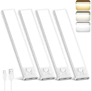 Under-cabinet lighting, LED rechargeable mobile sensor night light, adjustable brightness, suitable for kitchens, staircases, bedrooms, wardrobes and kitchen wall cabinets lighting.