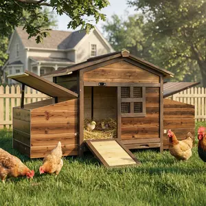 Gaptainer Chicken Coop with 2 Nesting Boxes,Large Outdoor Wooden Chicken Hen House Cages for 2-6 Chickens,Easy Clean Poultry Hutch for Backyard