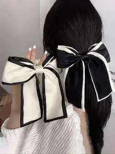 Women's elegant large bow design headband (2 pieces), sweet contrast binding design headband, suitable for fashionable hair accessories of women and girls, hair bow