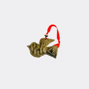 Dove Steel Drum Christmas Ornament with Red Ribbon - Ethical & Eco-Friendly Robin Style #2 Ornament for Holiday Trees & Year-Round Decor Decoration Window Lightweight Gift