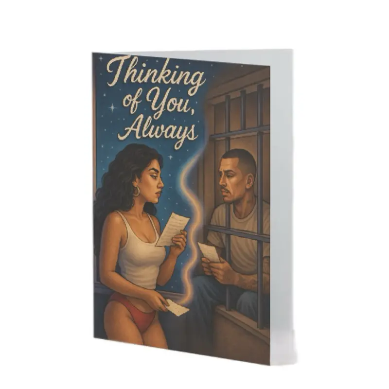 Thinking of You Always Card - Illustration Featuring Two Individuals Engaged in Thoughtful Moments