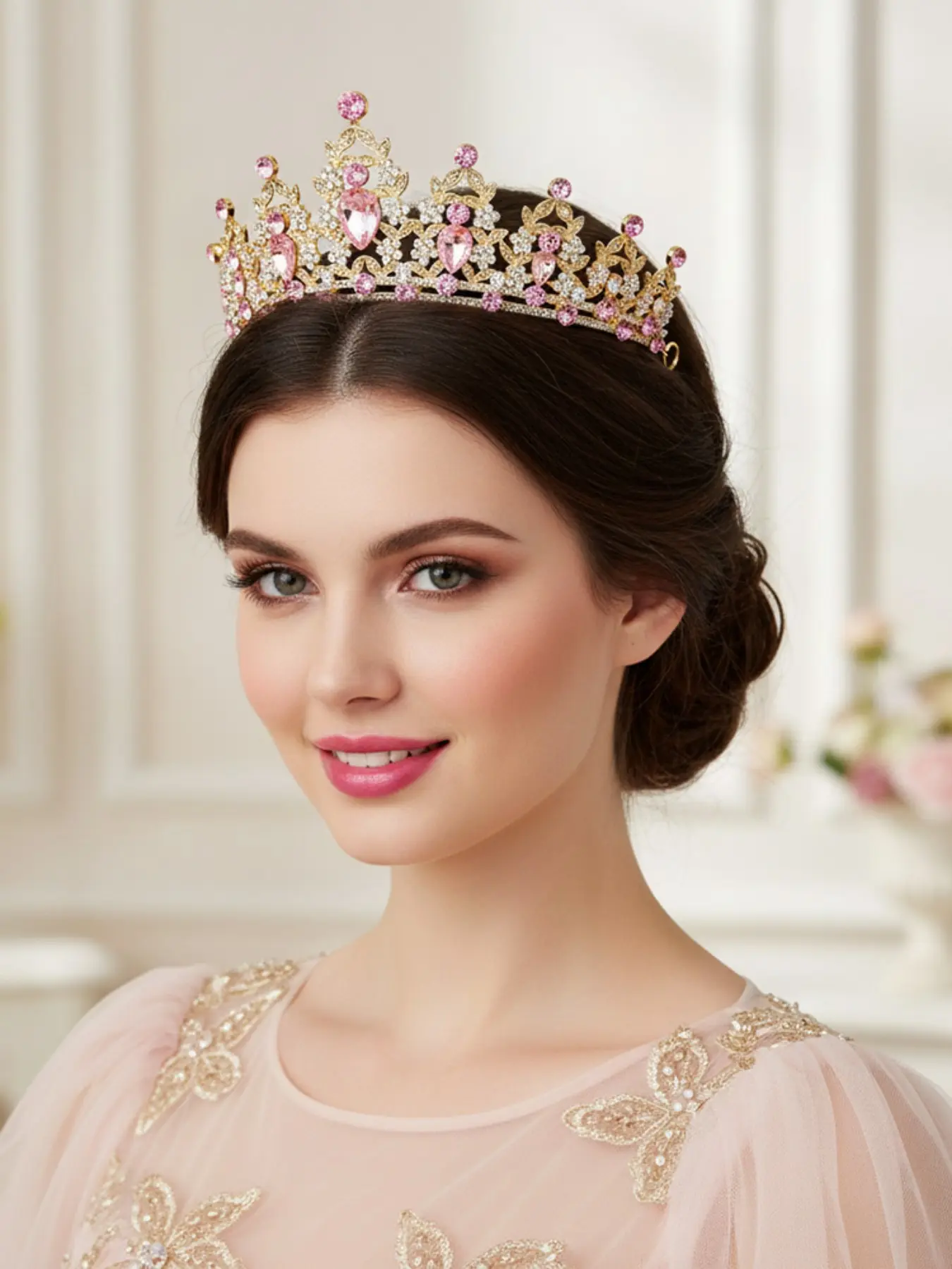 European Luxury Rhinestone Crown Tiara Bridal Wedding Headpiece, Bridal Hair Accessories, Baroque Romantic Princess Birthday Party Hair Accessory, Must-Have Beauty Item