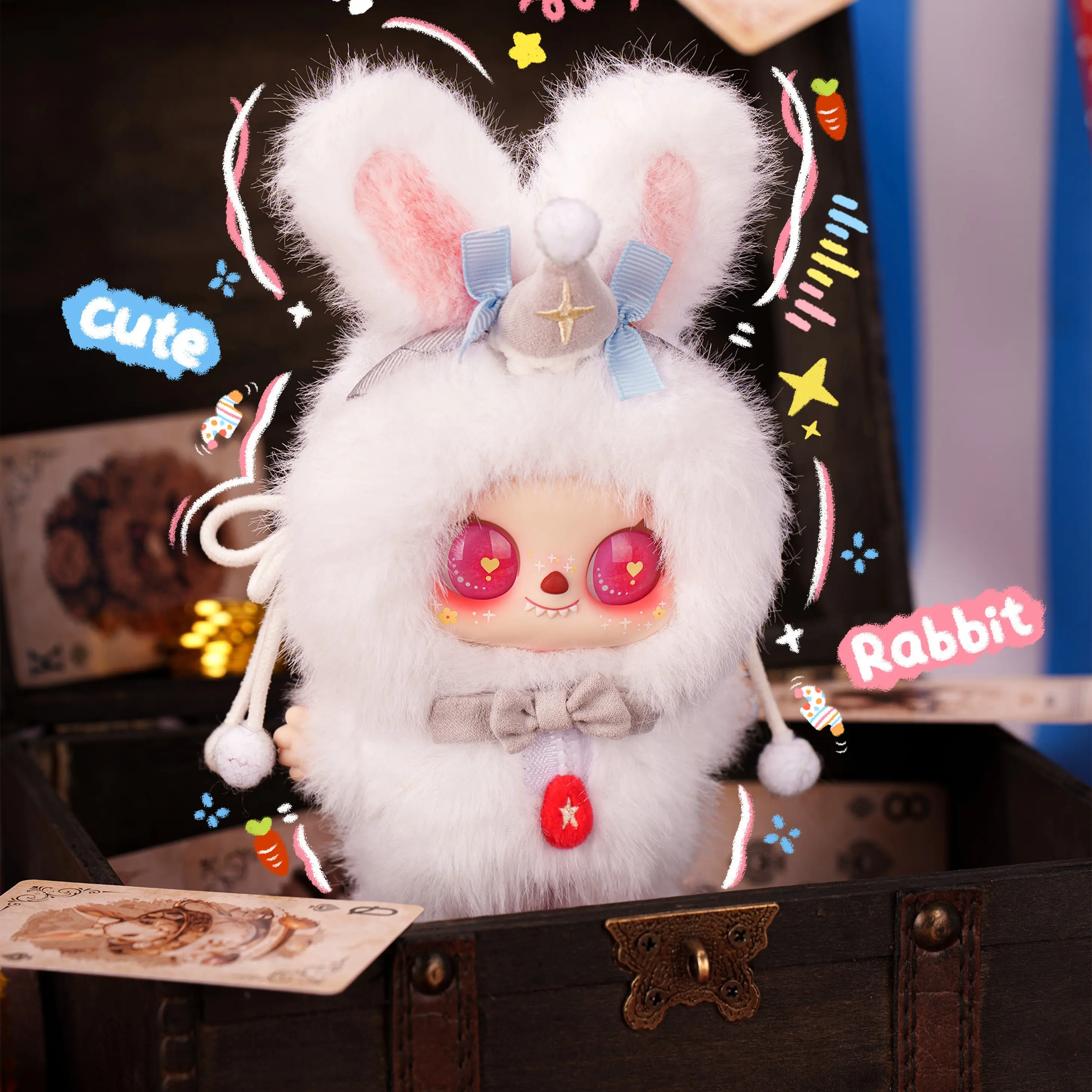 B16- PIPIZI-Fluffy Crit Squad Bunny Plush Dolls，Soft Furry Collectibles (Hidden Style Probability: 96:1)