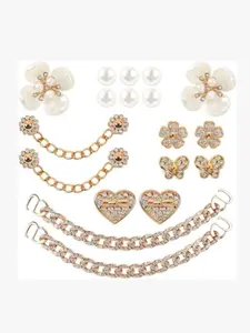 18 Piece Shiny Shoe Decor Set, Pearl Flower and Crystal Rhinestone Decoration, Women's Sandals and Shoes Party Birthday Accessories