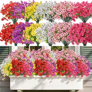 SHareconn 12/24/30-Set Colorful Realistic Faux Daisy & Eucalyptus Plants, UV-Resistant Artificial Flowers for Outdoor Porch, Garden Decor