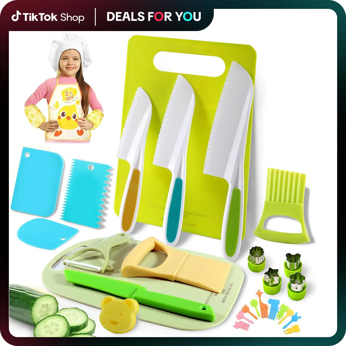 Control Future 31pcs Kids Cooking Set Toy: Montessori Kitchen Toy Safe Culinary Tools for Kids 4 - 12 - Valentines Gifts - Valentines Day Gift