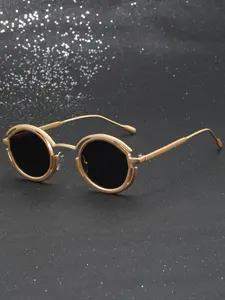 Men's Heavy Metal Round Steam Punk Glasses, Vintage Casual Fashion Eyewear, Stainless Steel Frame, All Seasons Wear, Trendy and Lightweight