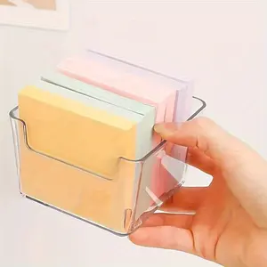 2pcs/set Transparent Sticky Note Keeper - Durable Plastic, Compact Organizer for Home & Office, Desk Accessories, Effortlessly Store and Access Your Desk Essentials