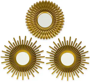Pack of 3 Gold Round Wall Mirrors - Modern and Stylish Mirrors for Room Decor and Home Decor - Perfect Circle Mirrors for Wall Decor - Ideal Gifts for Women, Moms, and Decor Enthusiasts