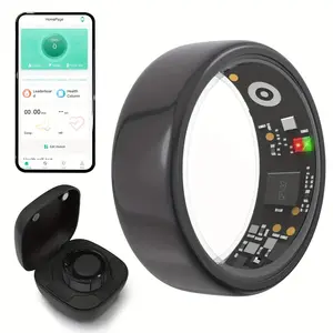 Smart Ring Men Women with Charging Case,Heart Rate Blood Oxygen,Skin Temperature Monitor,5ATM Waterproof for Android IOS Rechargeable Fitness Wearable Remote