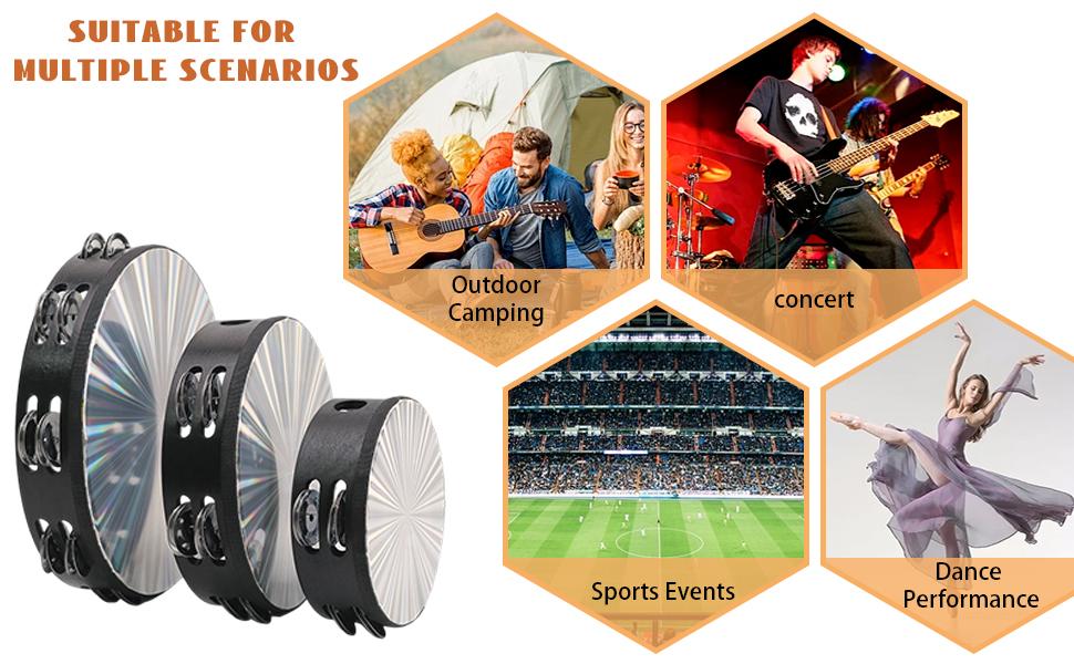 11pcs Tambourine Set, Half Moon Tambourine, Wrist Bells, Maracas, Rhythm Sticks, Reflective Handheld Tambourines, Percussion Instrument for Adults Church School Party And Karaoke.