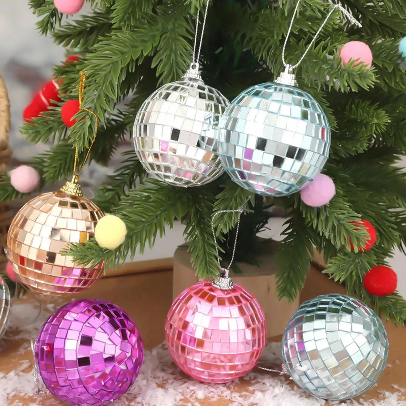 Christmas Disco Balls Set, 4/8 Pieces Reflective Mirror Decorations, Perfect for Party & Holiday Celebrations, Festive Home Ornaments, Hanging Ornaments