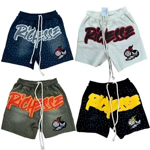 Tropical Operator01 Graphic Sweatpants Pure Cotton Streetwear Y2K Oversized Vintage Viral Trend Streetwear Fashion Summer Casual Daily Athletic Outfit Rhinestone Urban Hip Hop Style Men Unisex Trendy Loose Fit Bottom