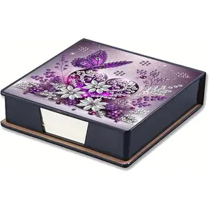 Butterfly Diamond Painting Kit Note Box Memo Paper Storage Box Diamond Art Sticky Note Holder Diamond Painting Memo Pad For Office Desk