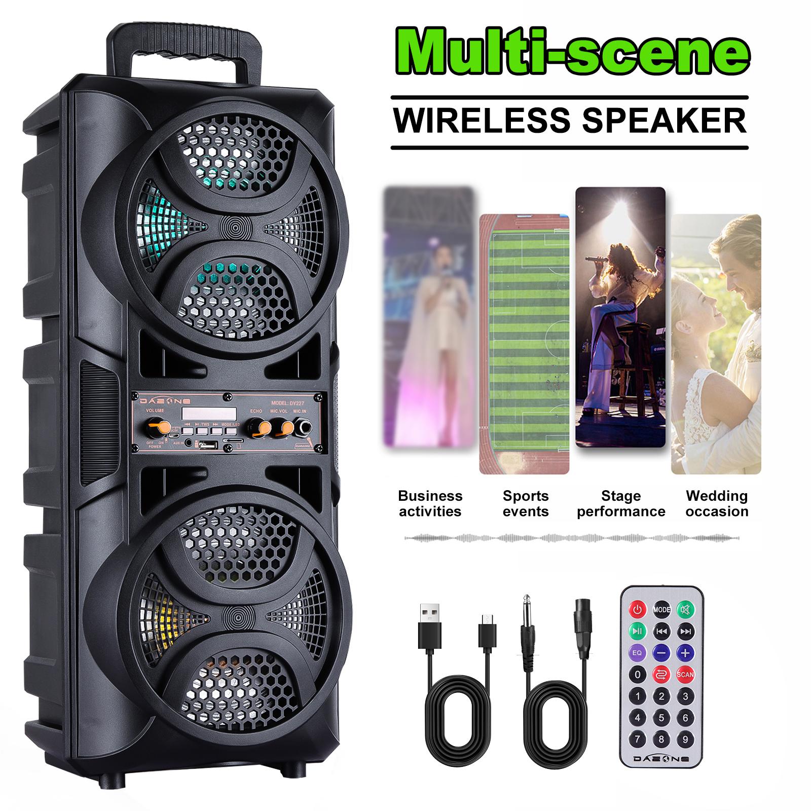 6.5" Dual Portable Wireless BT Speaker - Audio Karaoke Speaker System, Rechargeable Wired Microphone, Remote Control, Vertical LED Lights, FM Radio, Portable Wireless Soundbox, Speakers,back to school,back to school haul