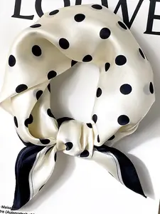 Elegant Silk Scarf with Polka Dot Print, Versatile Fashion Accessory for Outdoor Travel & Dating, Stylish Wrap for All Occasions