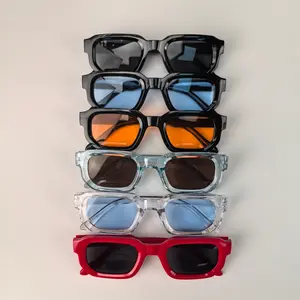 6 - Pack Vintage Rectangle Frame Sunglasses for Men & Women – Retro Fashion Sun Glasses with UV400 Protection, Luxury Design Eyewear