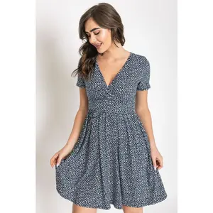 EG fashion Surplice Ditsy Floral Midi Dress