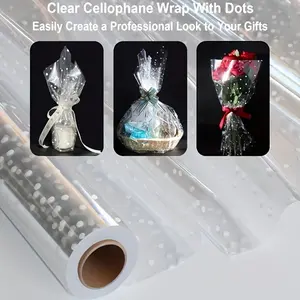 15 Meter Roll Quality Thick Transparent Wrapping Paper with Dots, Perfect for Gift Wrapping and Party Decorations