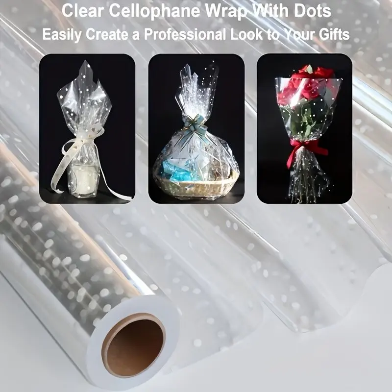 15 Meter Roll Quality Thick Transparent Wrapping Paper with Dots, Perfect for Gift Wrapping and Party Decorations, Gift Wrapping Supplies