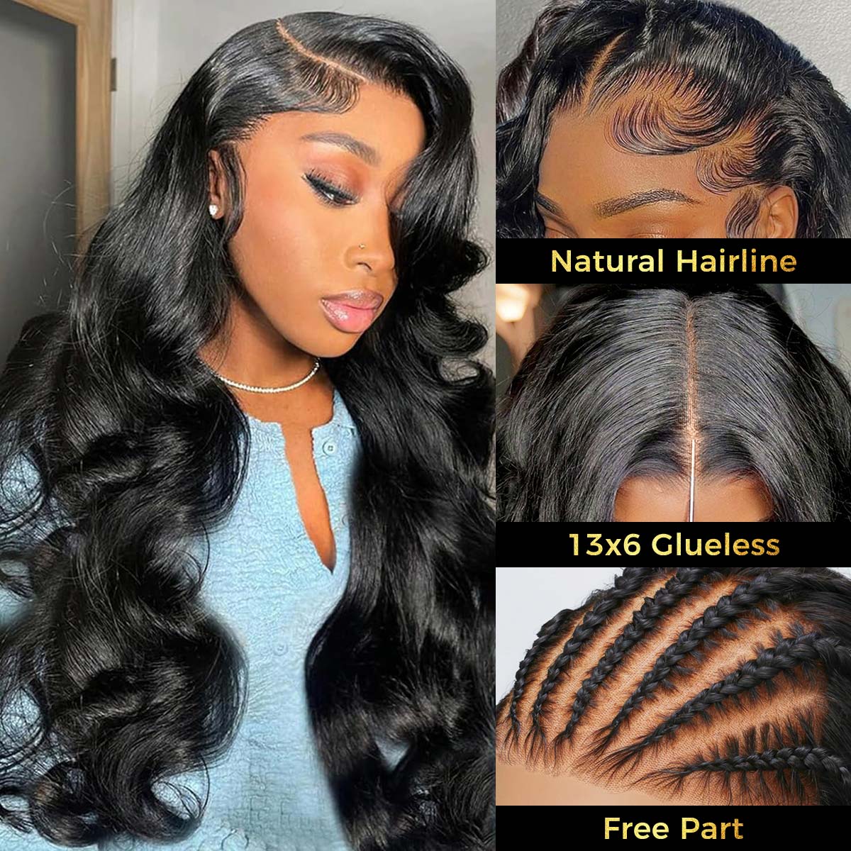 OQ HAIR 180% Density Body Wave Wig Pre Bleached Pre Plucked HD Lace 13x6 Full Lace Frontal Wear Go Glueless Wig With Invisi Draw-strings